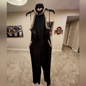 Formal black pantsuit size xxl with pearl accents.